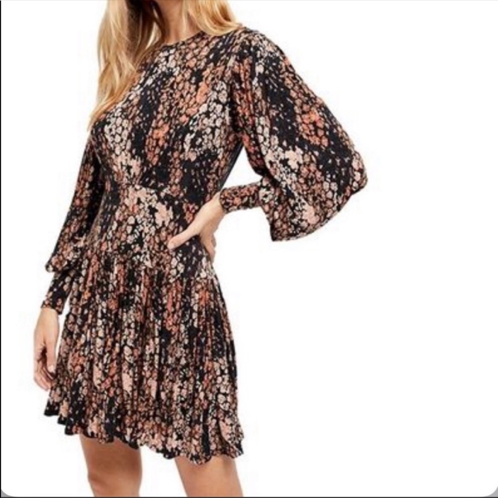 Free People Heartbeats Mini Dress in Black Combo NWT